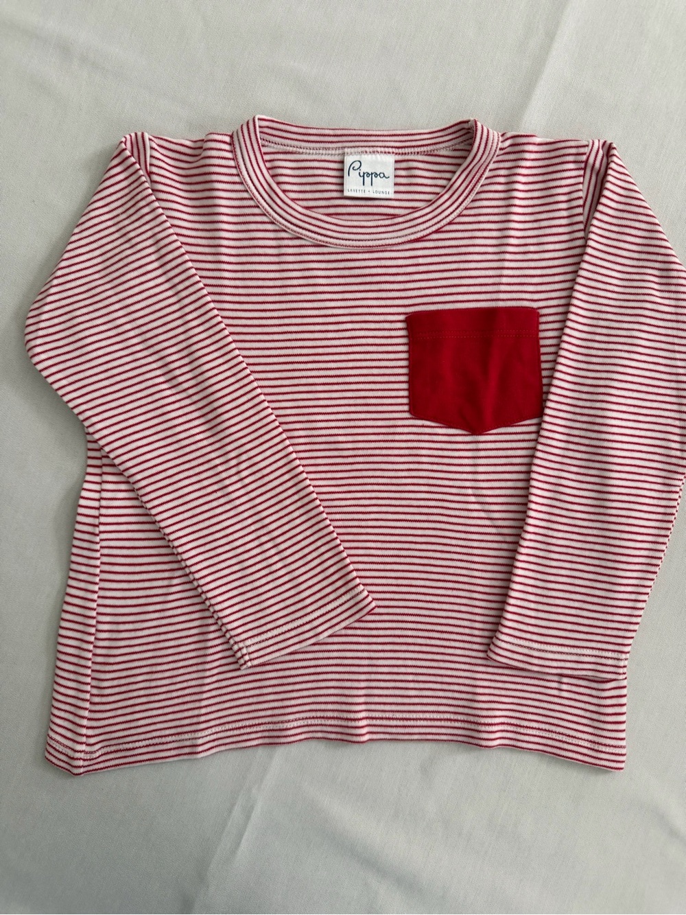 Pippa Red & White Striped Long-Sleeve Top with Red Pocket 4T